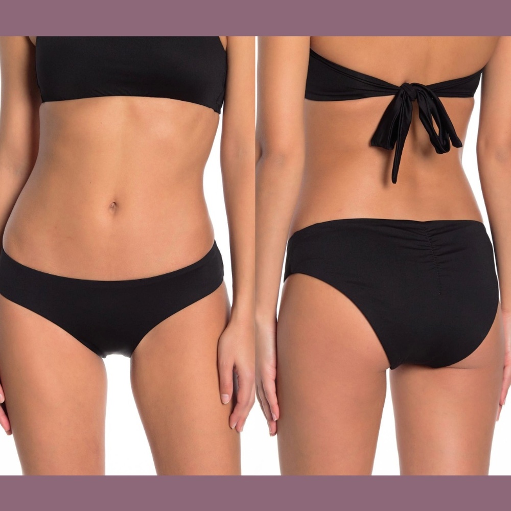 NWD BECCA Shirred Back Hipster‎ Bikini Bottoms in Black [ Medium ]